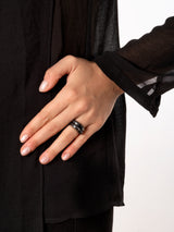 Bague "DEUX" Argent rhodié noir