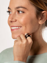 Bague "TROIS" Argent rhodié noir & Or Rose