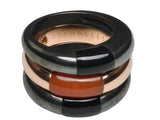 Bague "TROIS" Argent rhodié noir & Or Rose